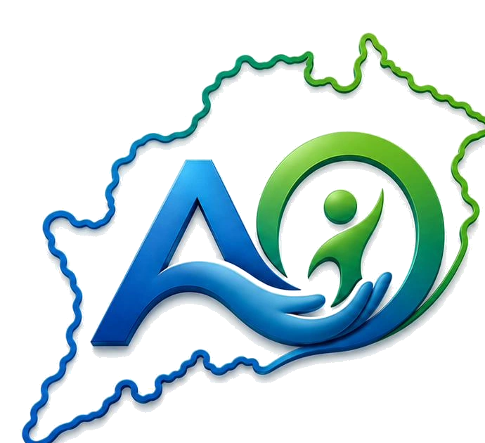 Odisha state map illustration in the Adarsha Odisha brand style